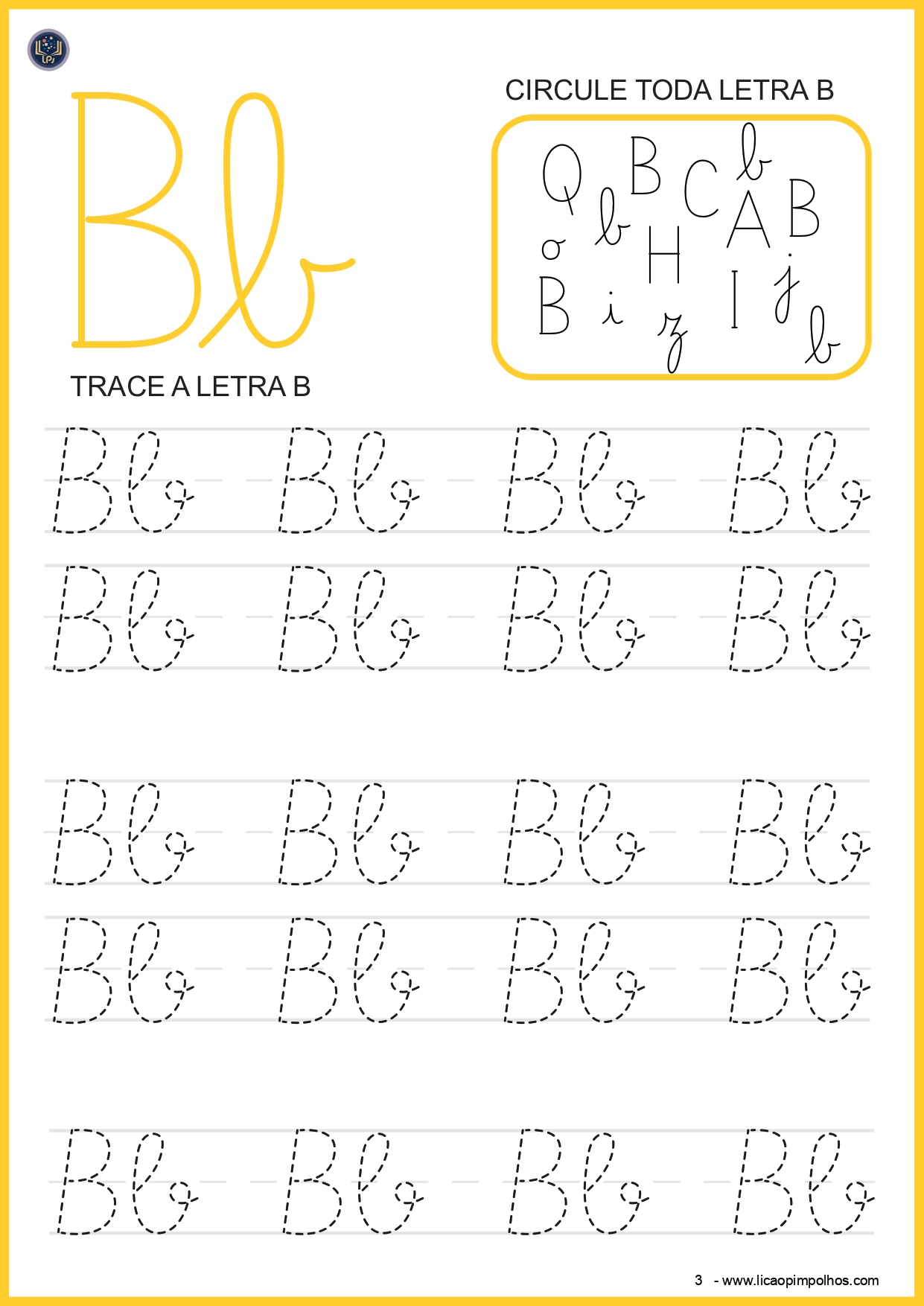 Atividade de traçado da letra B — apostila Leitura Fácil